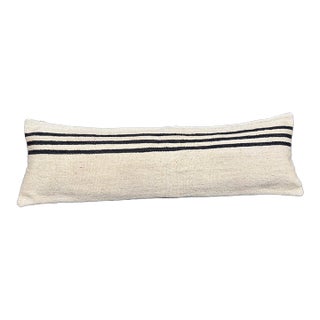 Turkish Hemp Pillow Cushion Natural Beige Black Cushion Cover 14"x45" For Sale