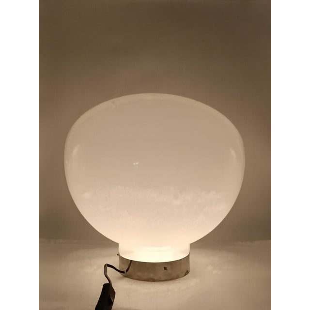Space Age Opaline Glass and Metal Table Lamp, Italy, 1970s For Sale - Image 6 of 10
