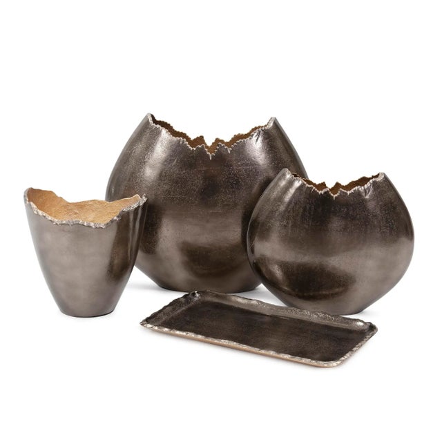 Bronze The Baniff Jagged Edged Disc Vase, Large For Sale - Image 8 of 10