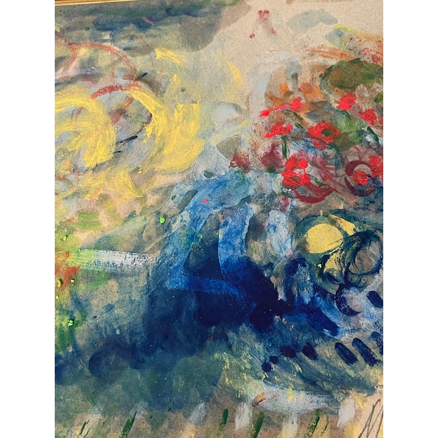 1970s Abstract Painting in Antique Frame Signed For Sale In Miami - Image 6 of 6