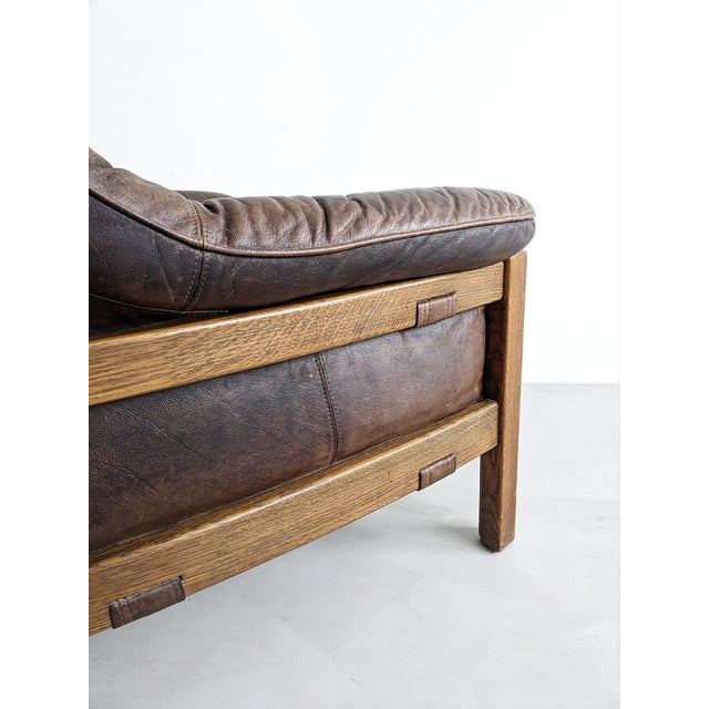 Mid-Century Modern Set of Brutalist Leather Sofa & Lounge Chair by Hain & Thome, 1970s For Sale - Image 3 of 14