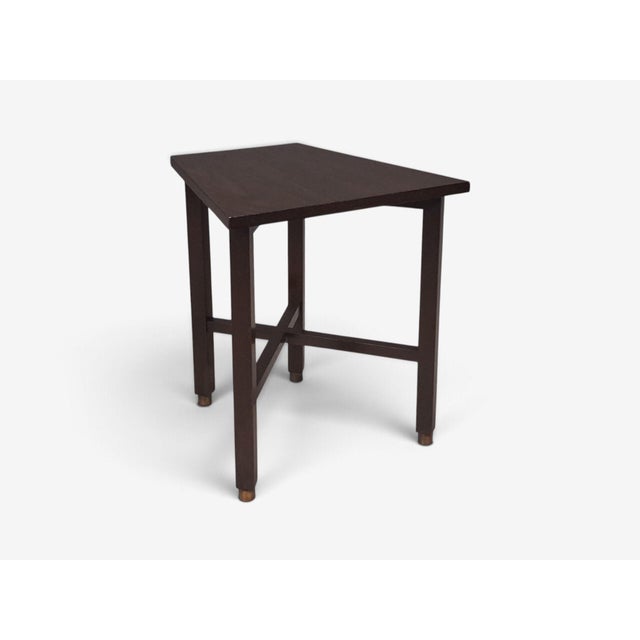 Wood Edward Wormley, Wedge Side Tables, Mahogany, Brass, Usa, 1955 For Sale - Image 7 of 13