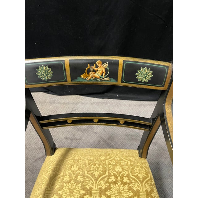 Wood Hand Painted Regency Style Black and Gold Desk Chair Attributed to Kittinger For Sale - Image 7 of 8