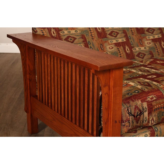 Bassett Furniture Mission Style Oak Spindle Settee For Sale - Image 15 of 17