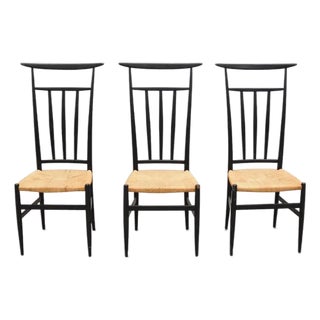 Mid-Century Ebonized Chiavari Style High-Back Chair For Sale