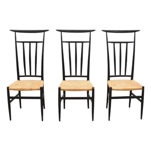 Mid-Century Ebonized Chiavari Style High-Back Chair For Sale