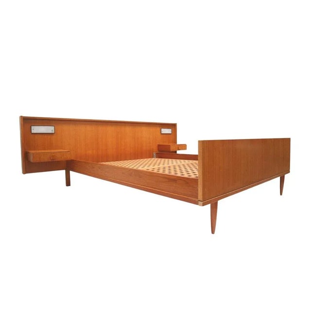 Vintage Double Bed with Floating Nightstands, 1960s For Sale - Image 4 of 10