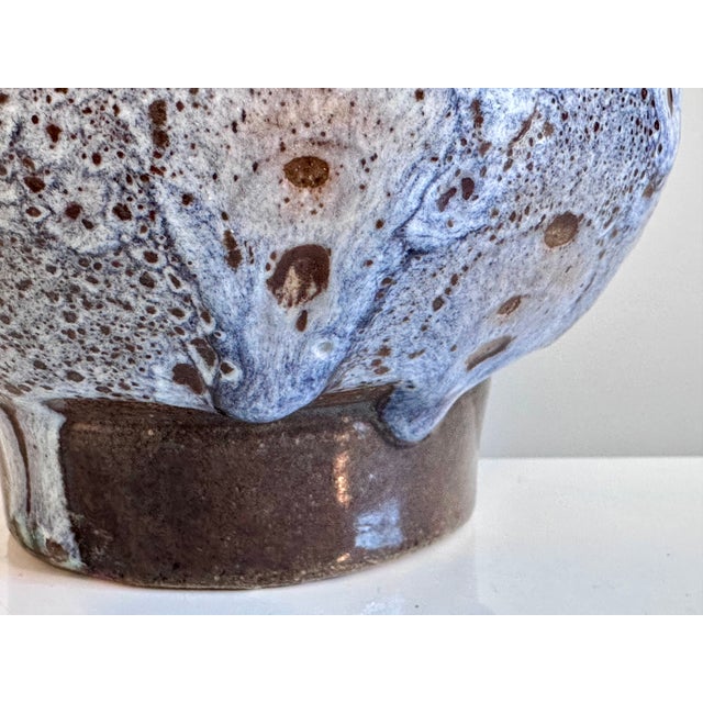 Blue Studio Ceramic Vase with Lava Glaze from KTU Unterstab, Langenhessen, Germany, 1960s For Sale - Image 8 of 13