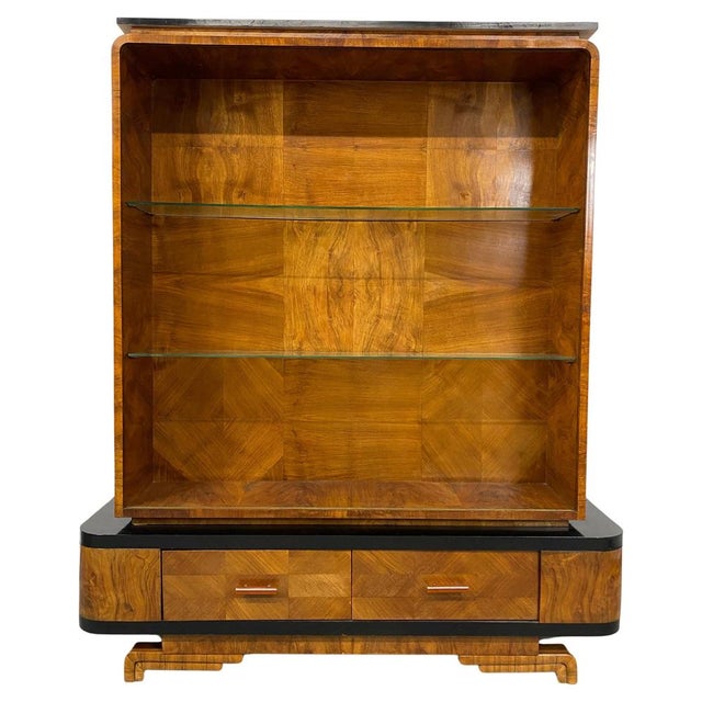 Art Deco Walnut Showcase, 1930s For Sale - Image 12 of 12