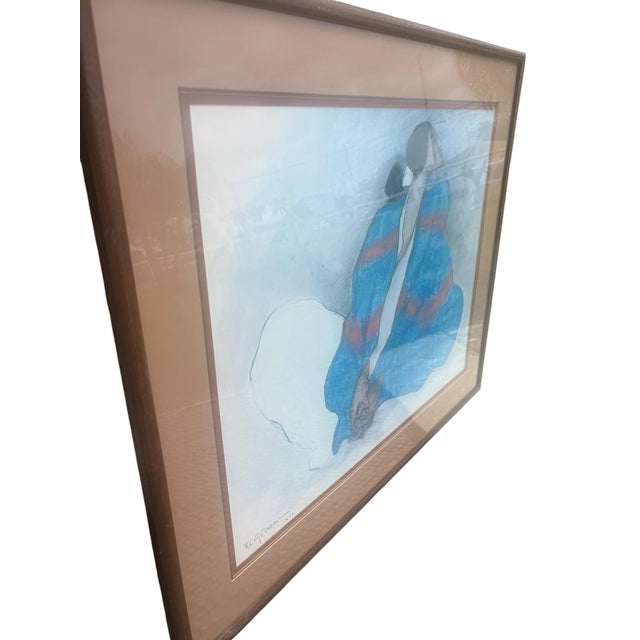 Gorman Rc Gorman Woman in Blue Blanket 1977 Framed Signed Lithograph For Sale - Image 4 of 10