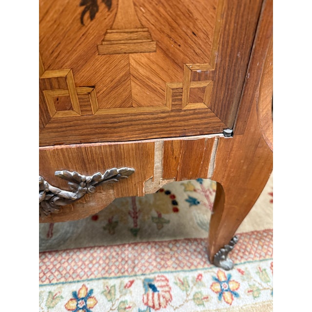 Louis XVI Style Escritoire With Marquetry + Marble, 19th Century For Sale - Image 10 of 12
