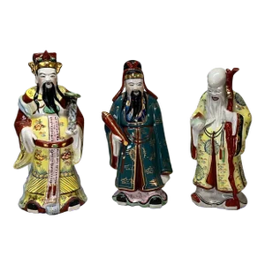 Vintage Chinoiserie Chinese Emperor Figurines - Set of 3