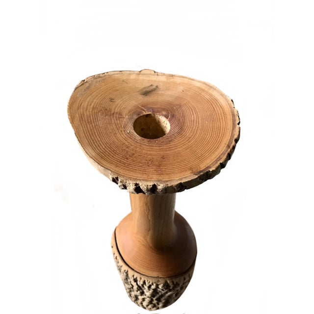 1970s Hand Turned Mid Century Modern Wood Artisan Vase For Sale - Image 9 of 10