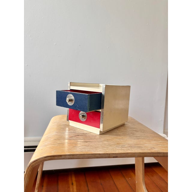 Mid-Century Modern Vintage Mid Century Modern Miniature Two Drawer Storage Cabinet Made in Japan For Sale - Image 3 of 6