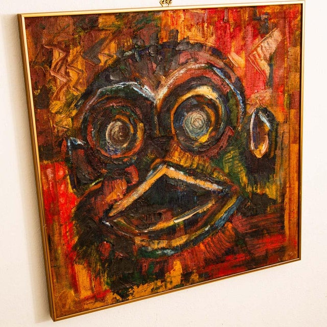 Textured oil on canvas. R.G. Rosso 1967 Square Frame