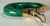 Modern 1970s Malachite and 14k Yellow Gold Elongated Hoop Earrings, a Pair - For Sale - Image 3 of 8