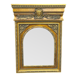 Hollywood Regency Italian Versace Style Gilded Medusa Figural Wall Mirror