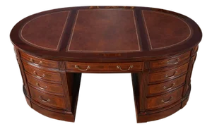 Nof072brn Brown Leather Oval Partners Desk