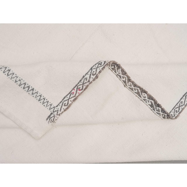 1970s Vintage Handmade Wool Cotton White Runner Rug For Sale - Image 9 of 11