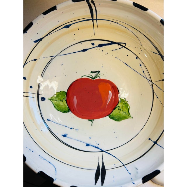 Large Tomato Pasta Bowl Earthenware Studio Pottery by Donna Toohey For Sale - Image 9 of 9