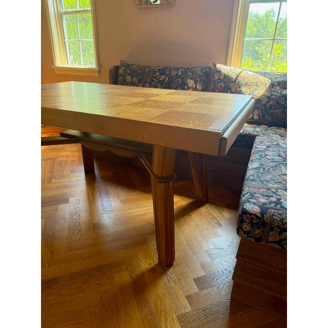 Vintage French 1940’s Wood Dining Table With Parquetry Checkered Top For Sale - Image 10 of 12