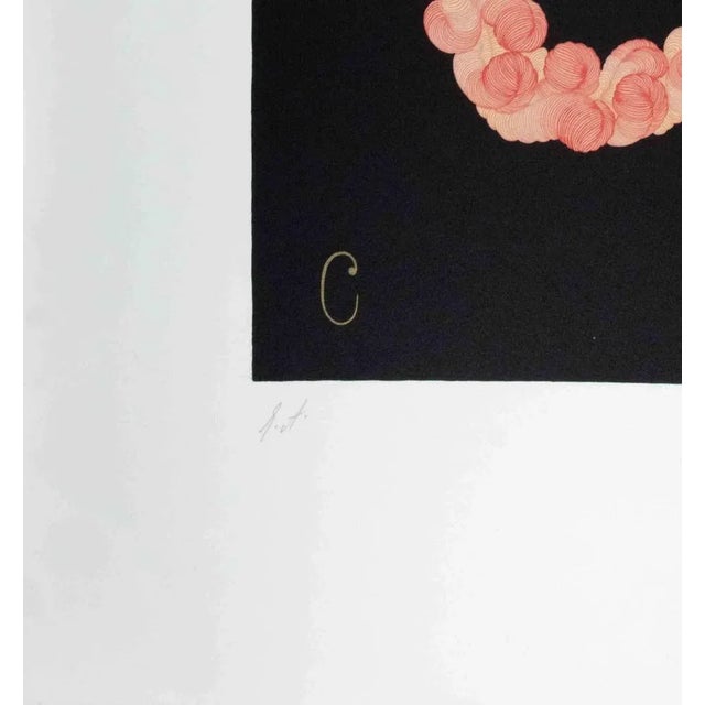 Modern Erté, Letter C, 1976, Lithograph and Screen Print For Sale - Image 3 of 4
