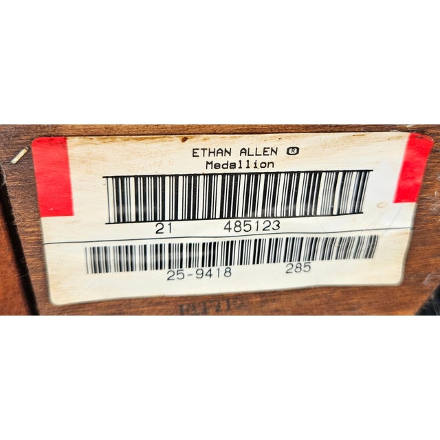 Red 1990s Ethan Allen Medallion Curio Display Cabinet Hutch Biedermeier Neo Classical For Sale - Image 8 of 12