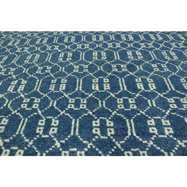 1990s 1990s Shabby Chic Modern Lt. Blue/Ivory Wool & Viscose Rug - 4'2 X 6'2 For Sale - Image 5 of 8