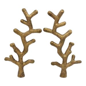 Vintage Coastal Mid Century Modern Metal Coral Reef Bookends / Mantle Decorations