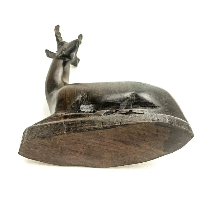 Hand Carved Wood Gazelle Deer Animal Decoration For Sale In Portland, ME - Image 6 of 6