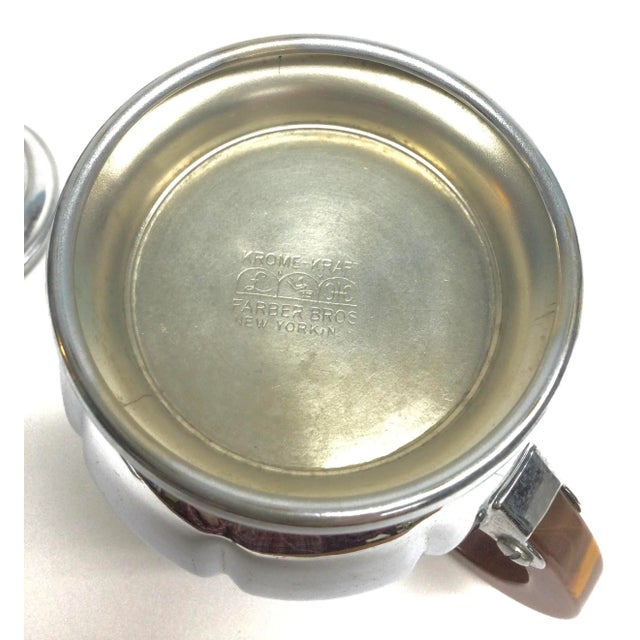 1950s Art Deco Bakelite Farber Bros Krome Kraft Cream and Sugar Stainless For Sale - Image 5 of 11