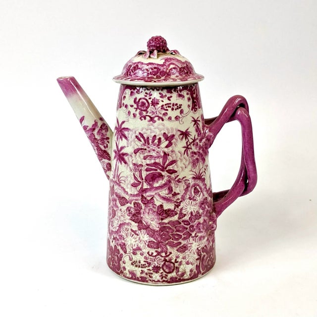 Blush Late 20th Century Hand-Painted Chinoiserie Porcelain Pitcher For Sale - Image 8 of 8