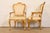 Wood Karges French Provincial Louis XV Carved Walnut and Gold Gilt Armchairs or Dining Chairs, Pair For Sale - Image 7 of 11