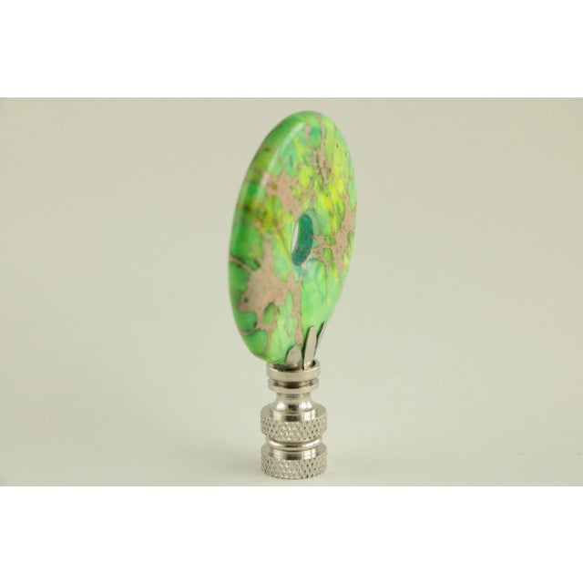 Contemporary Chartreuse Green Sea Sediment Jasper Stone Lamp Finial For Sale - Image 3 of 4