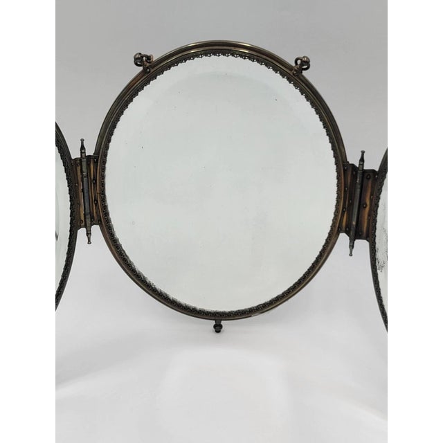 Rare 1800's Victorian Bronze Frame Dancing Couple Triple Hanging Shaving Vanity. For Sale - Image 10 of 12