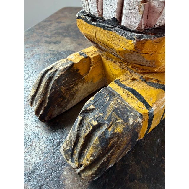 Painted Folk Art Lion Sculpture, Canary Yellow, Signed, Artist-Made, Circa 1970s For Sale - Image 17 of 18