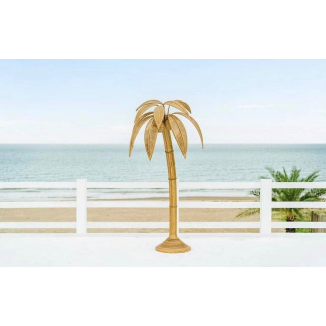 Light Yellow Rattan Coconut Floor Lamp, 1990s For Sale - Image 8 of 11