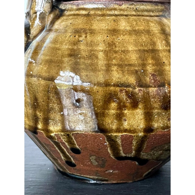 Mid 20th Century Mid 20th Century Japanese Mingei Glazed Tea Pot with Kintsugi by Shoji Hamada For Sale - Image 5 of 13