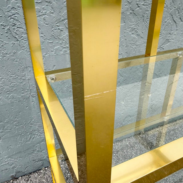 Hollywood Regency Gold and Glass Etagere/Shelving Unit For Sale - Image 10 of 12