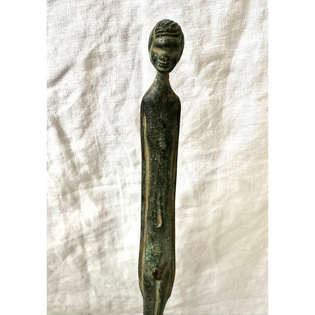 Figurative Vintage Bronze Statuette "Shadow of the Evening" by Museo Etrusco Guernacci Volterra For Sale - Image 3 of 10