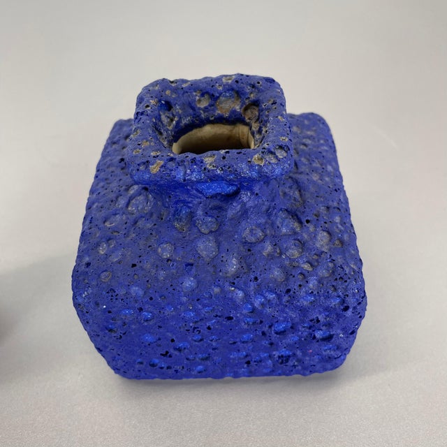 Abstract Colorful Pottery Blue Vase attributed to Silberdistel, W. Germany, 1970s For Sale - Image 10 of 18