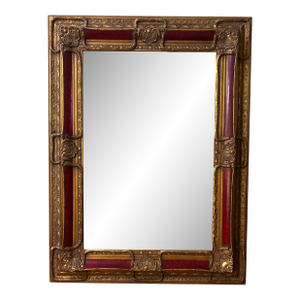 19th Century Style Gilt & Red Lacquered Large Wall Mirror