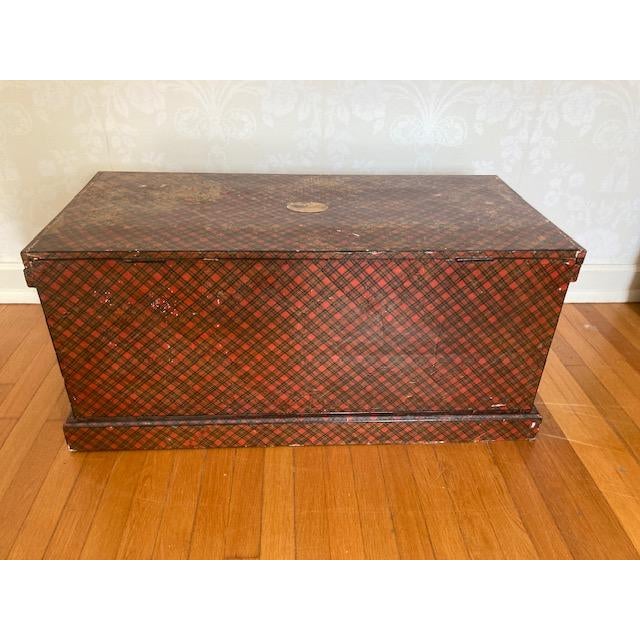 Late 19th Century 19th C. Antique Scottish Tartanware Trunk For Sale - Image 5 of 11