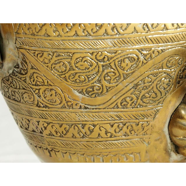 Vintage Islamic Engraved Brass Samovar Table Lamp For Sale - Image 13 of 15