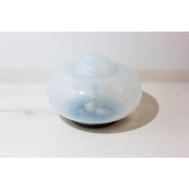 Metal Opaline Murano Glass Mushroom Table Lamp, Italy, 1970s For Sale - Image 7 of 8