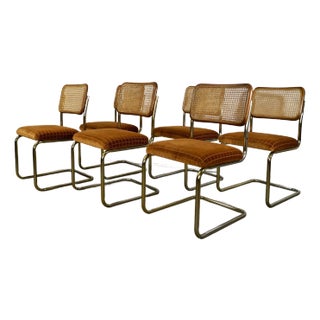 1970’s Hollywood Regency Cesca Style Brass Dining Chairs - Set of 6 For Sale