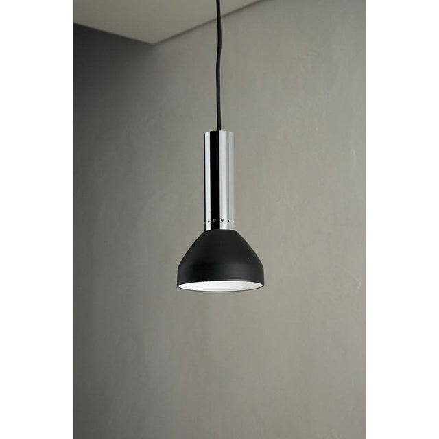 Mid-Century Modern Space Age Downlight Pendant in Chrome & Black, 1970s For Sale - Image 3 of 11
