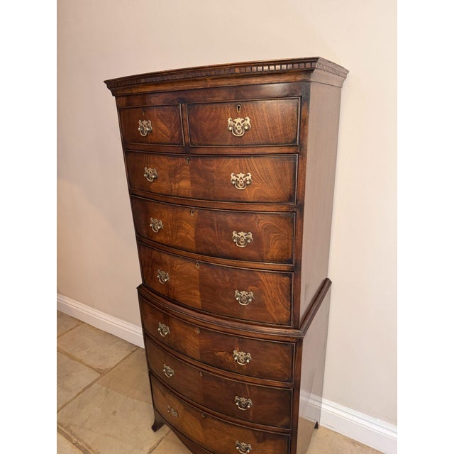 19th Century Antique Victorian Mahogany Bowfront Chest, 1860 For Sale - Image 5 of 11