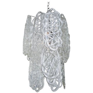 Vintage Murano Mazzega Glass Pretzel Pendant Chandelier 1970's Italy For Sale