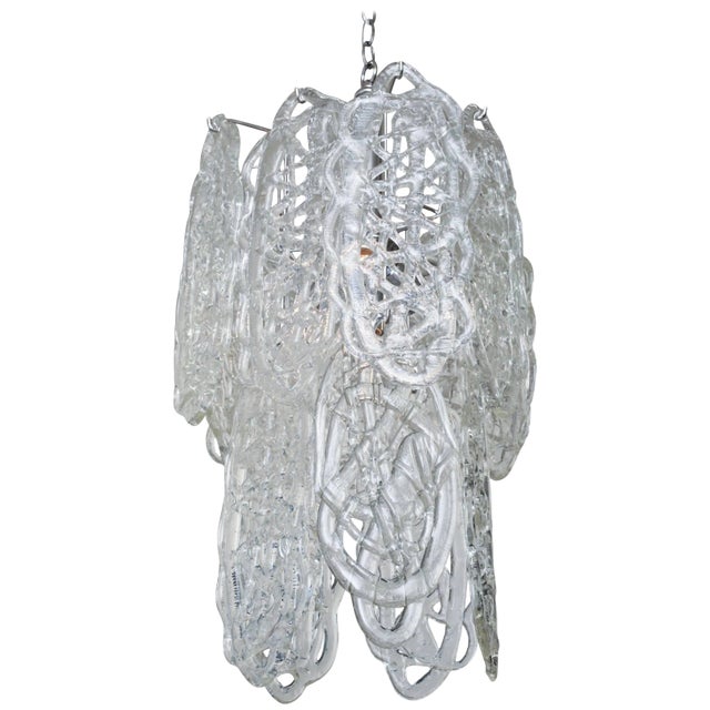 Vintage Murano Mazzega Glass Pretzel Pendant Chandelier 1970's Italy For Sale
